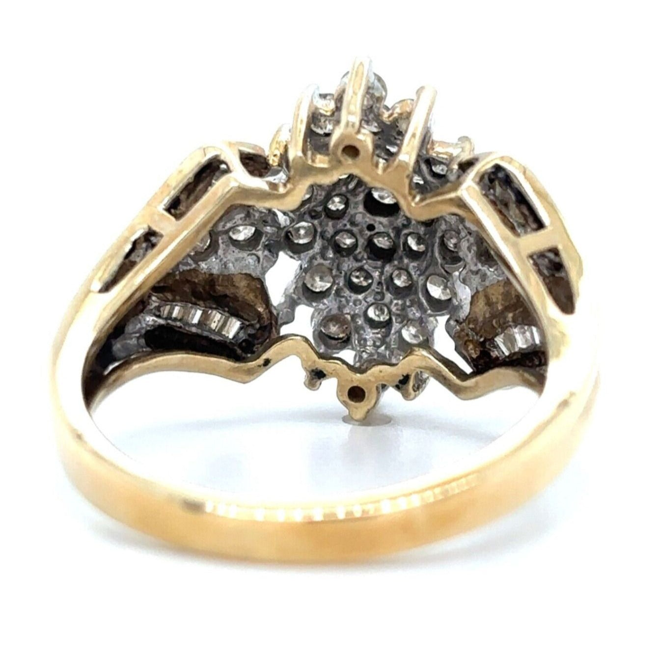 10k Yellow Gold 3/4 ctw Diamond Cluster Size 7.25 Cocktail Ring 4.2g