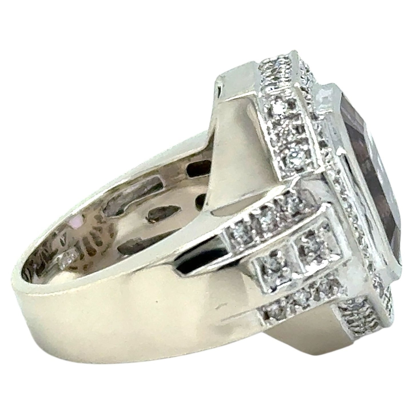 Kunzite & 1/3ctw Diamond 14K White Gold Ring 16.8g Size 7 (I1-3,G-I)