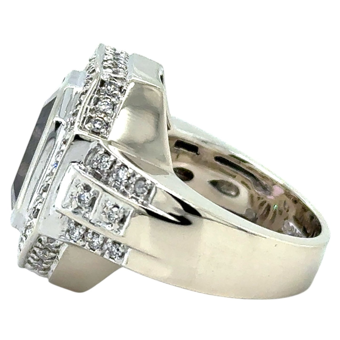 Kunzite & 1/3ctw Diamond 14K White Gold Ring 16.8g Size 7 (I1-3,G-I)