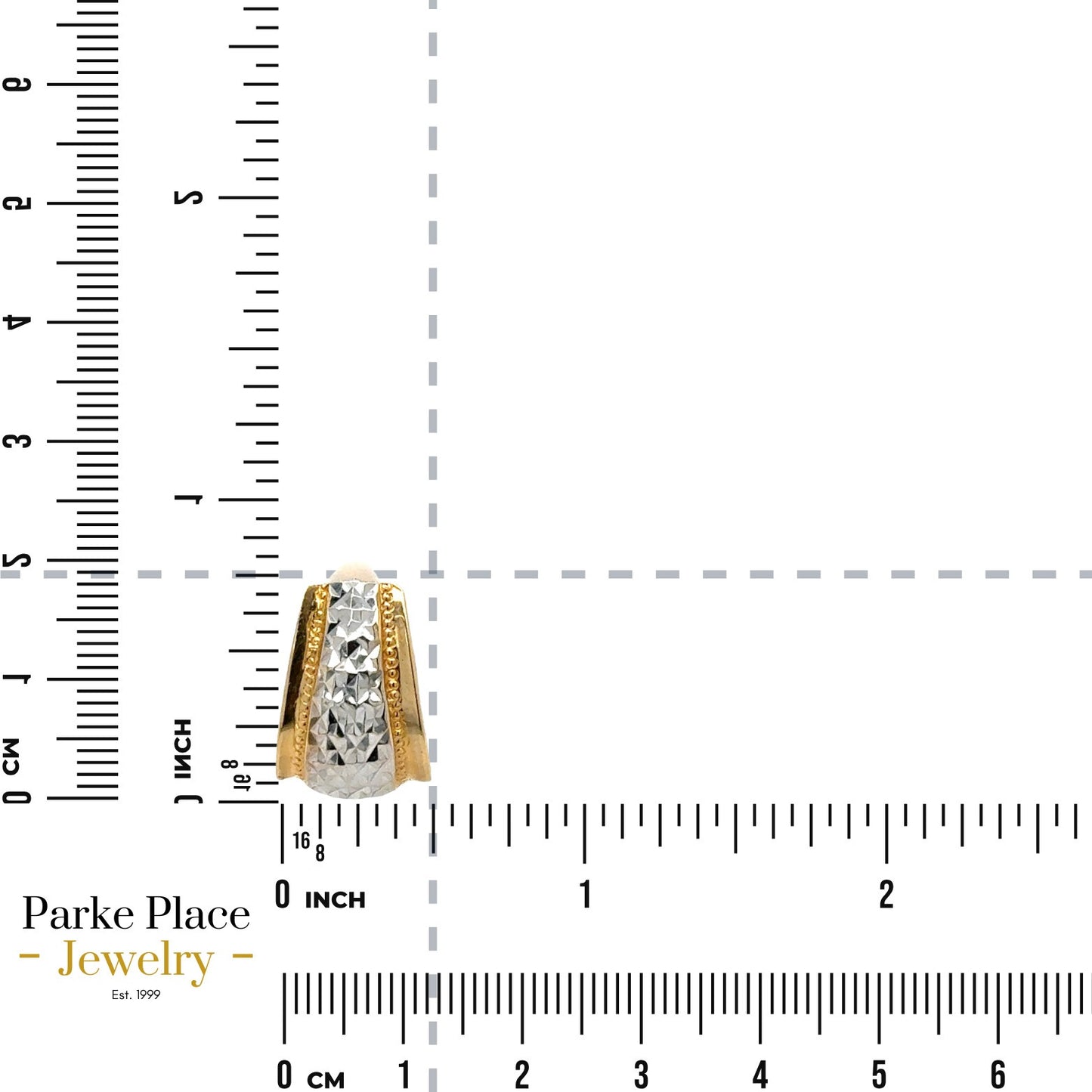 14k White and Yellow Gold Etched Huggie Earrings 4.8g