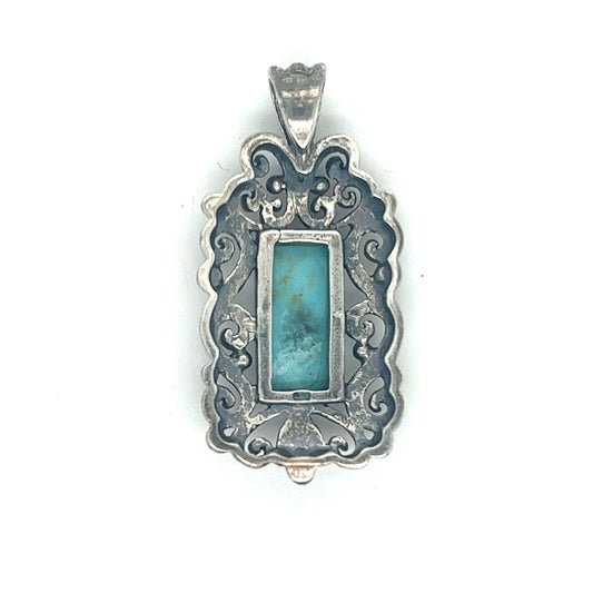 Sterling Silver Turquoise Pendant 9.6g Vintage