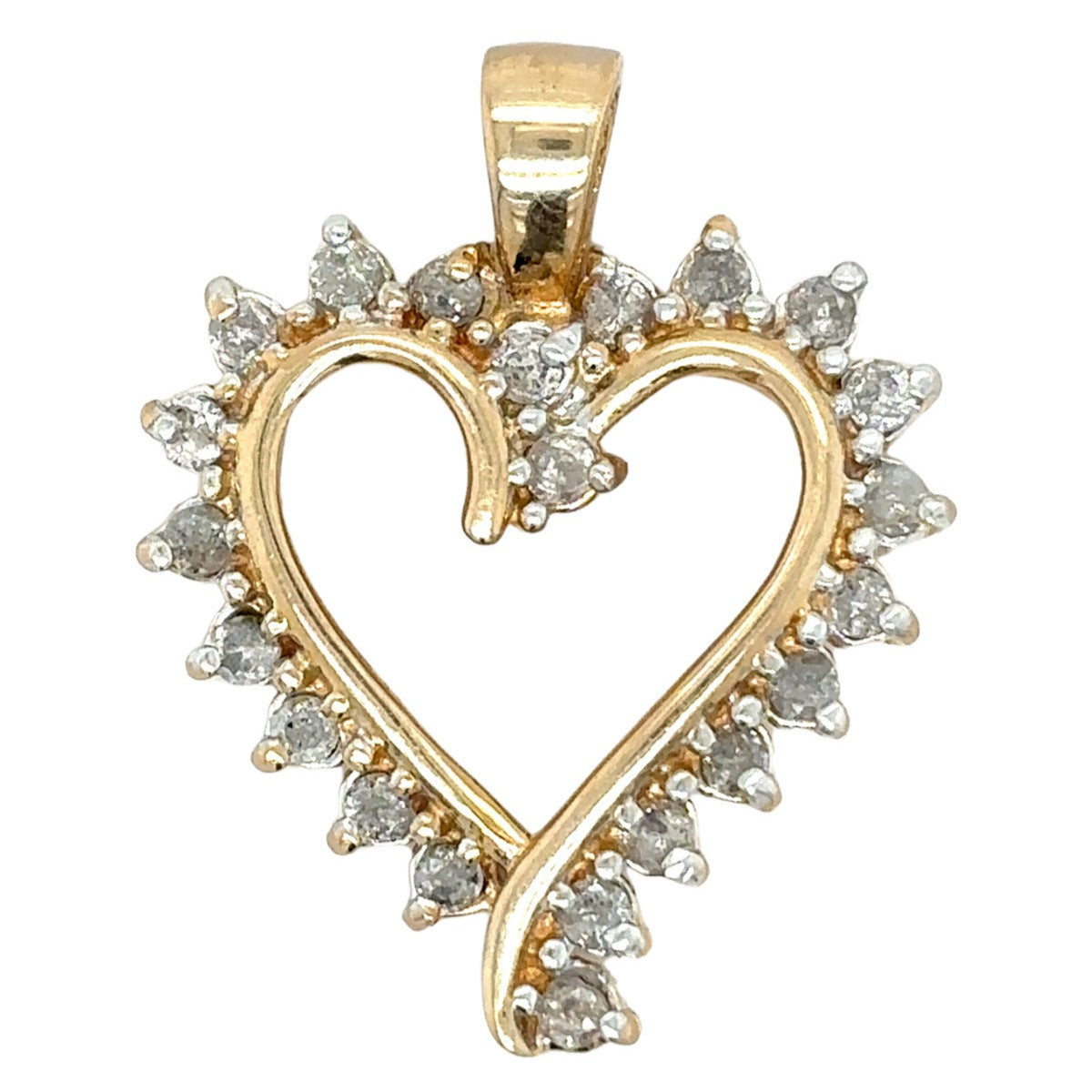 1/2ct Diamond Heart 10k Yellow Gold Pendant 3.0g