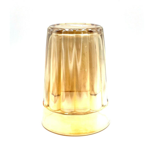 Vintage Carnival Glass Tumbler Iridescent Marigold Orange Ribbed Design 4.5" Tall