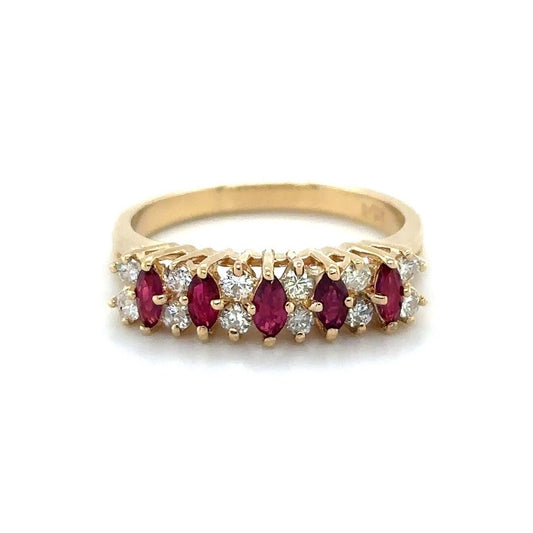 3/4ct Ruby & Diamond 14K Yellow Gold Ring 3.2g Size 6.75