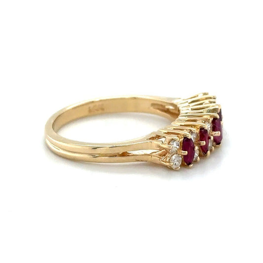 3/4ct Ruby & Diamond 14K Yellow Gold Ring 3.2g Size 6.75