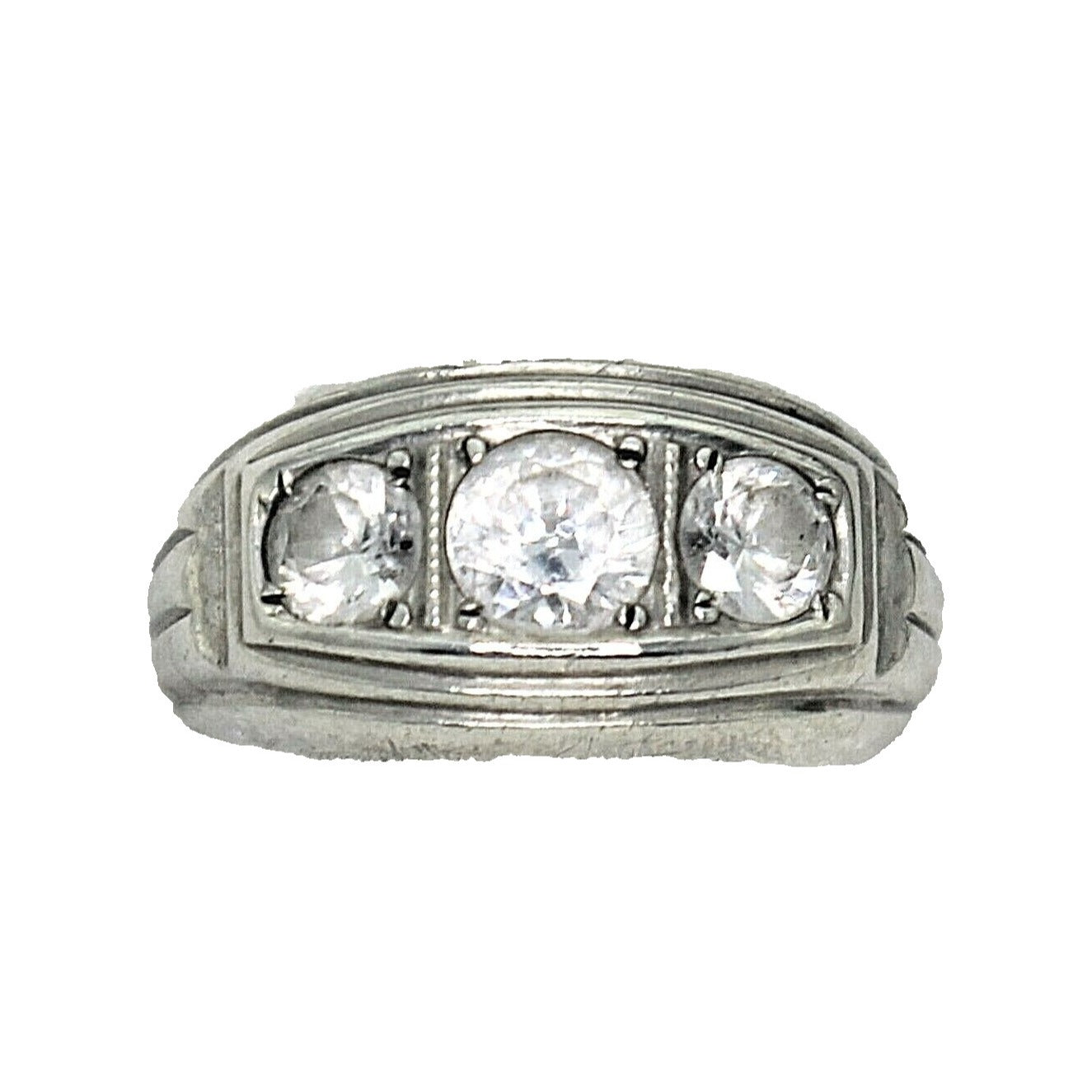 Sterling Silver Cubic Zirconia Band Ring 8.7g Size 7