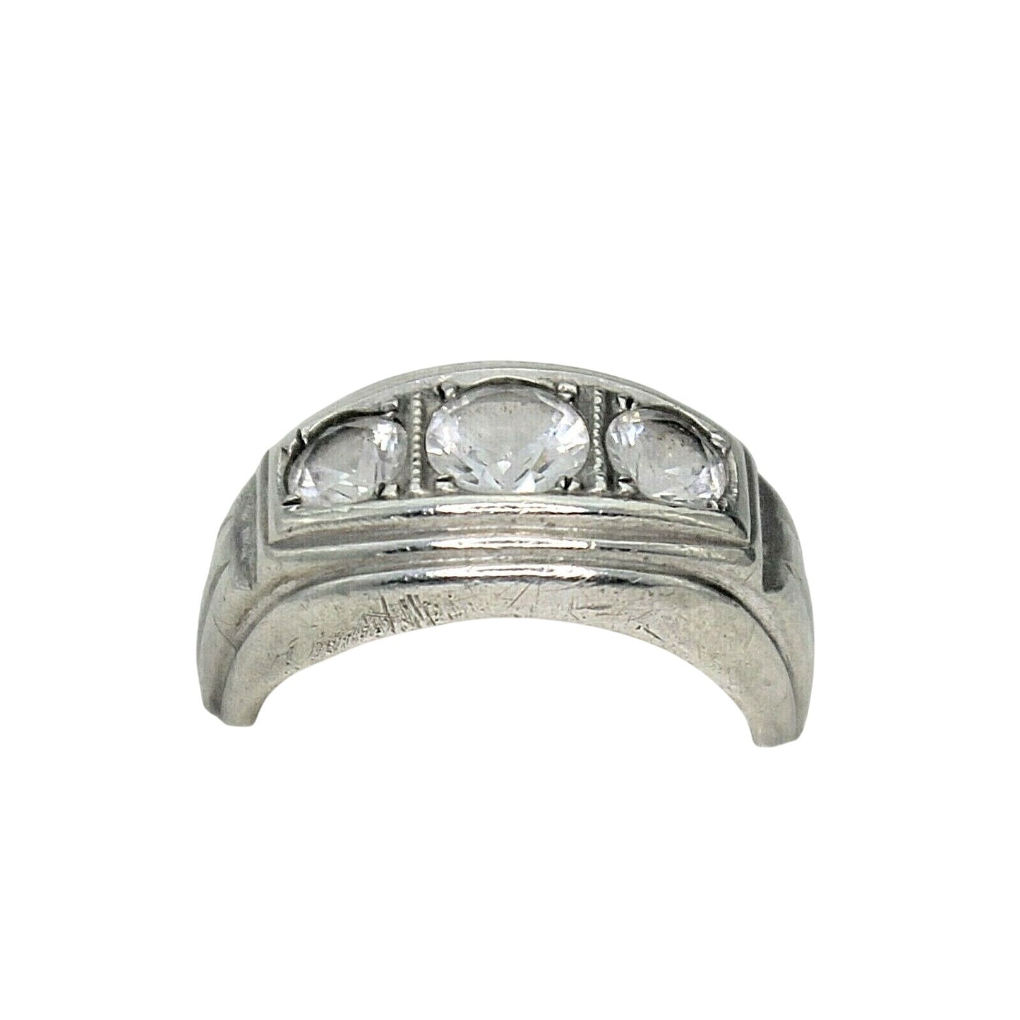 Sterling Silver Cubic Zirconia Band Ring 8.7g Size 7