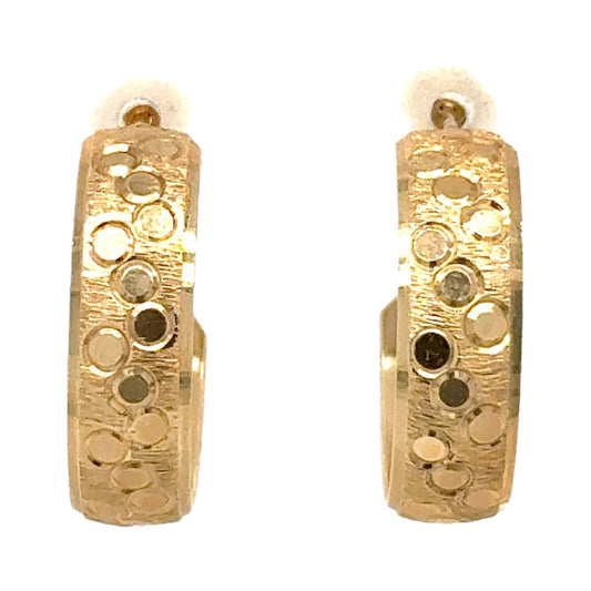 14k Yellow Gold Etched Hoop Earrings 4.3g
