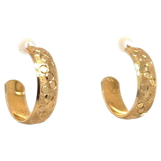 14k Yellow Gold Etched Hoop Earrings 4.3g
