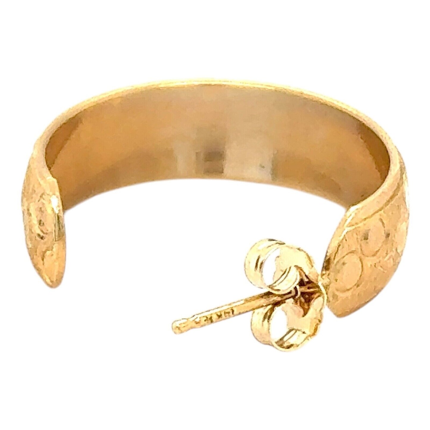 14k Yellow Gold Etched Hoop Earrings 4.3g