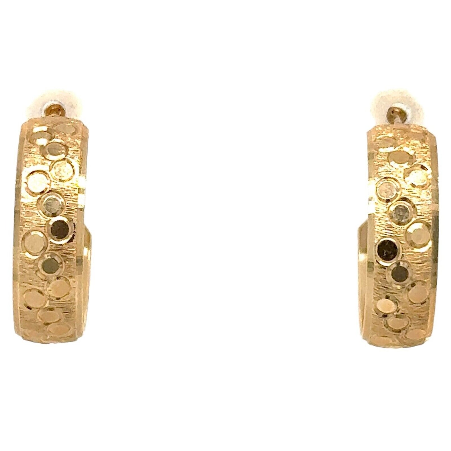 14k Yellow Gold Etched Hoop Earrings 4.3g