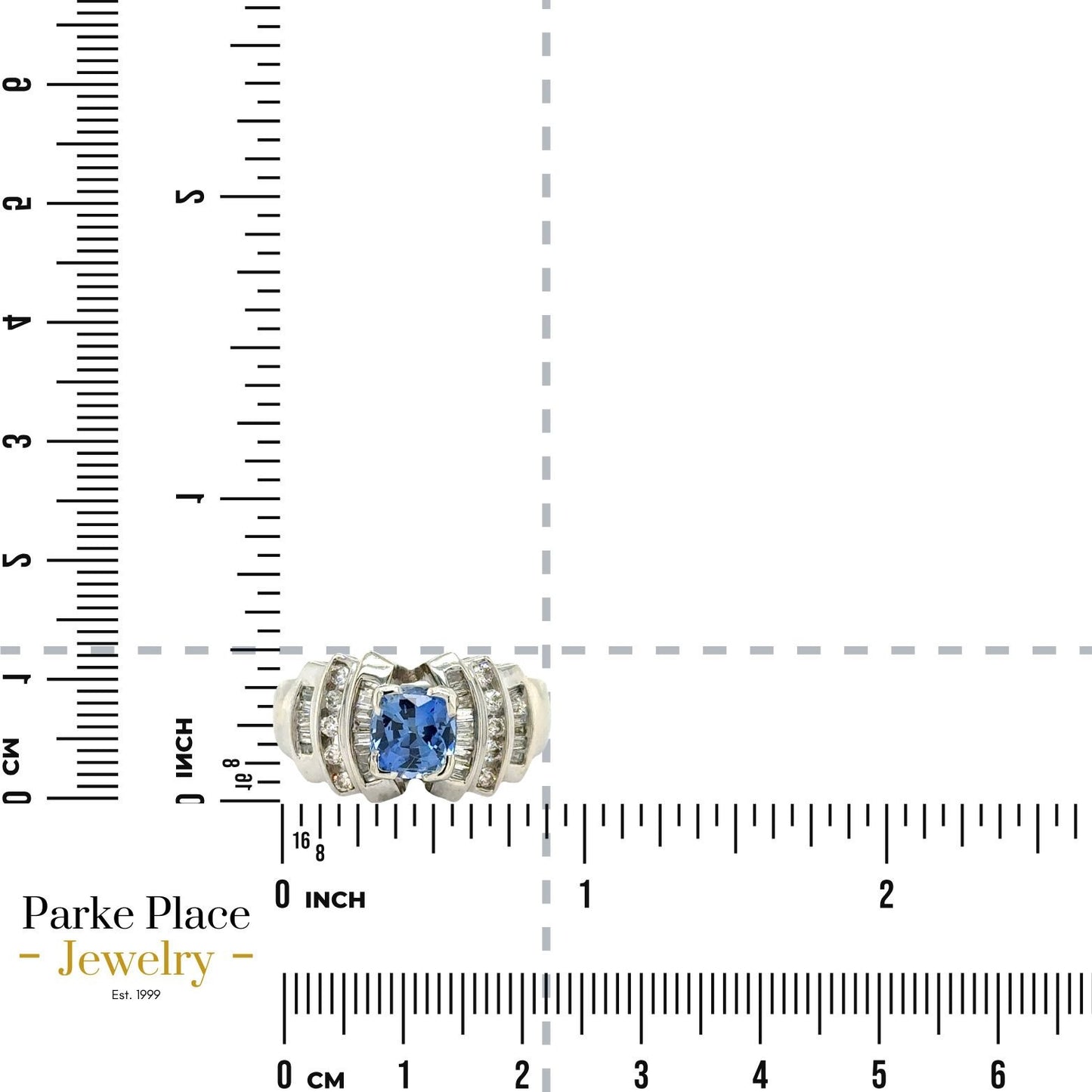 2ctw Sapphire Solitaire with Diamond Accents 14k White Gold Ring 9.1g Size 6.75
