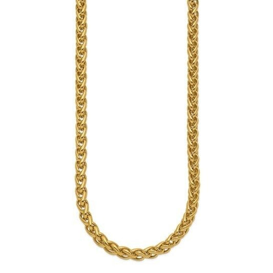 Chisel Stainless Steel Yellow IP-plated 6mm Spiga 24 inch Chain Necklace