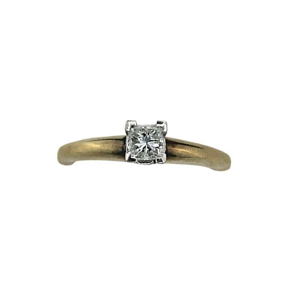 1/4 Ct Diamond Solitaire Ring In 14K Yellow Gold With White Gold Prong Setting Size 5.5