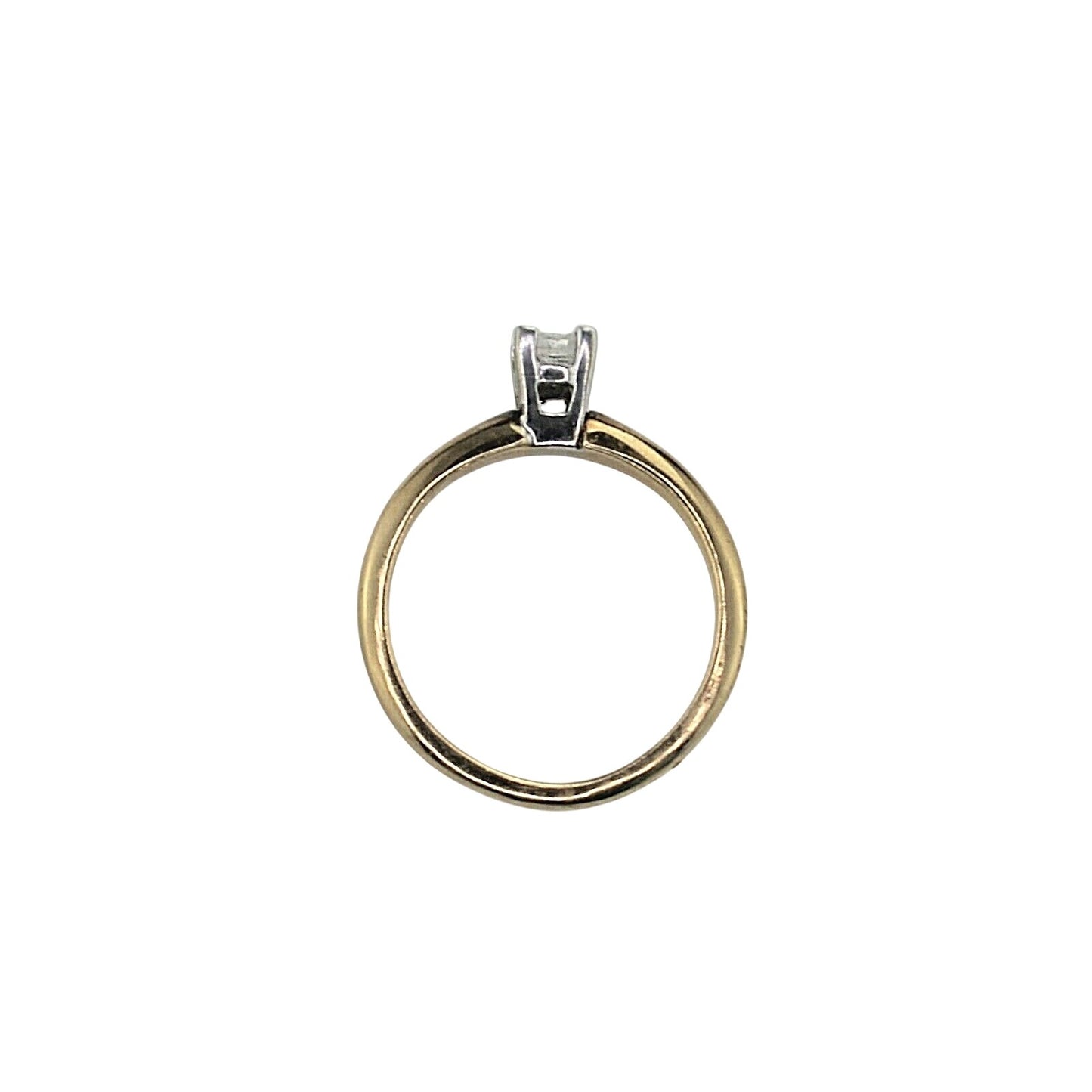 1/4 Ct Diamond Solitaire Ring In 14K Yellow Gold With White Gold Prong Setting Size 5.5