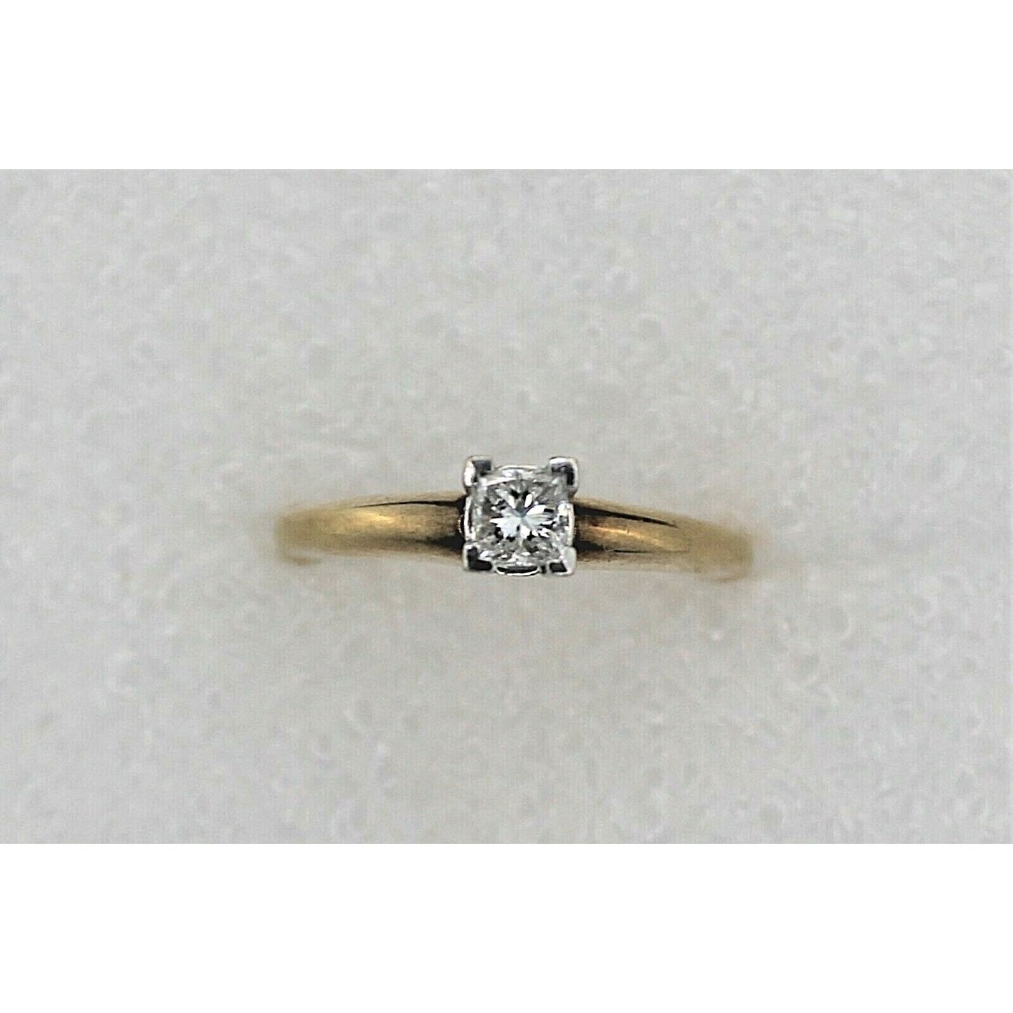 1/4 Ct Diamond Solitaire Ring In 14K Yellow Gold With White Gold Prong Setting Size 5.5