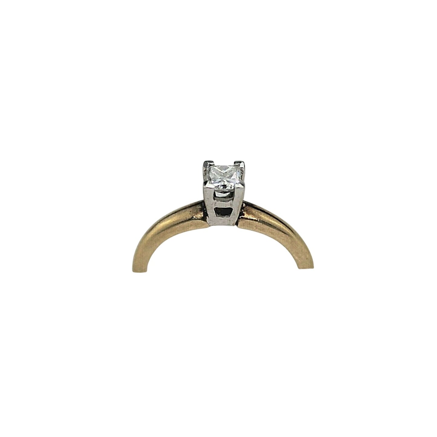 1/4 Ct Diamond Solitaire Ring In 14K Yellow Gold With White Gold Prong Setting Size 5.5