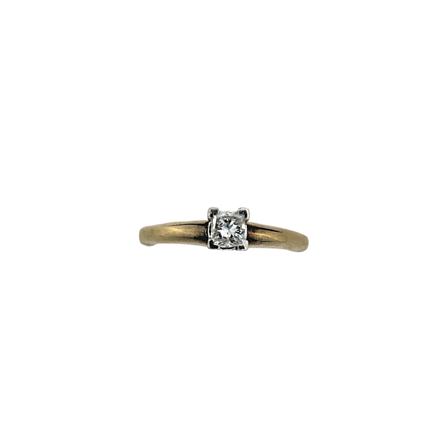 1/4 Ct Diamond Solitaire Ring In 14K Yellow Gold With White Gold Prong Setting Size 5.5