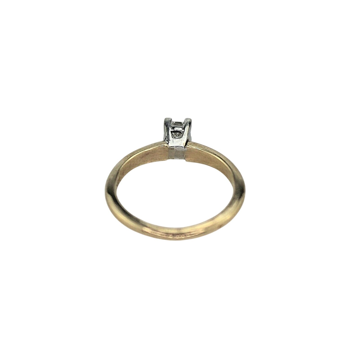 1/4 Ct Diamond Solitaire Ring In 14K Yellow Gold With White Gold Prong Setting Size 5.5