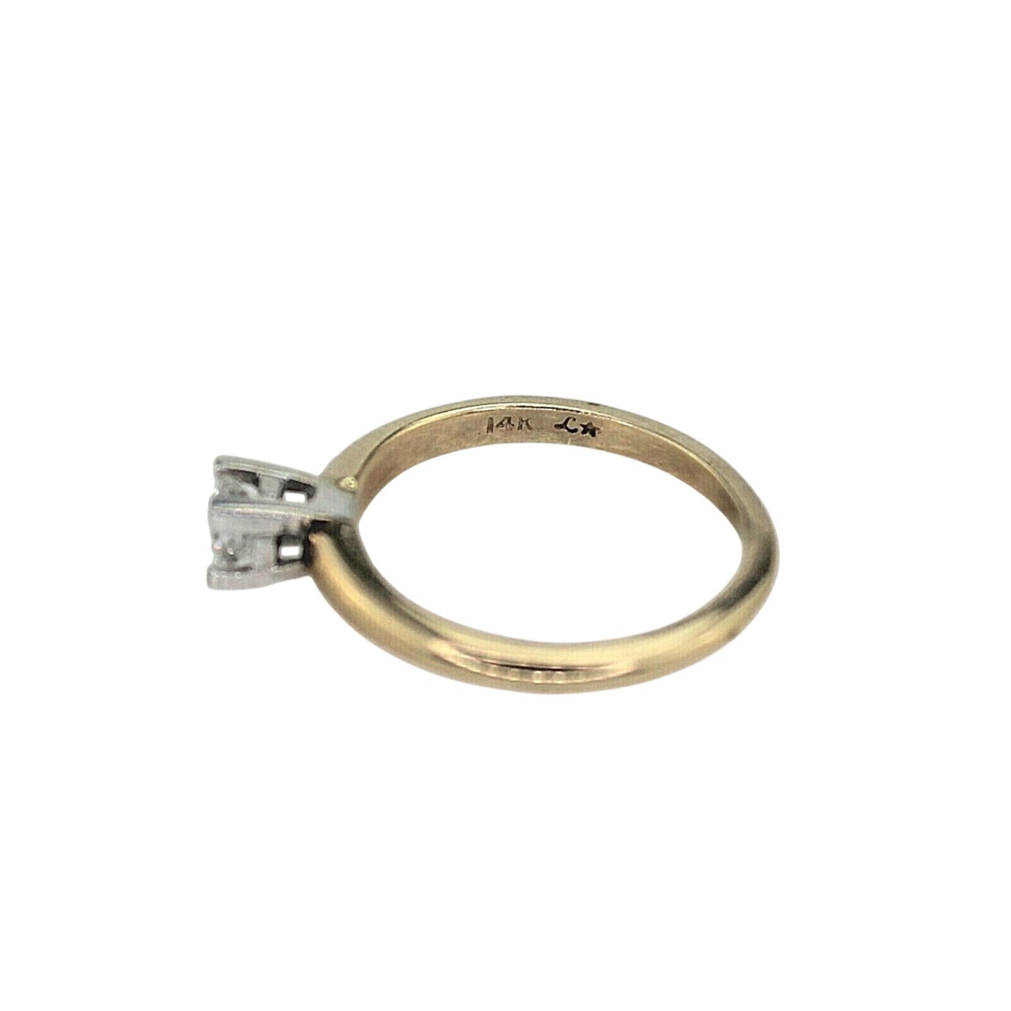 1/4 Ct Diamond Solitaire Ring In 14K Yellow Gold With White Gold Prong Setting Size 5.5