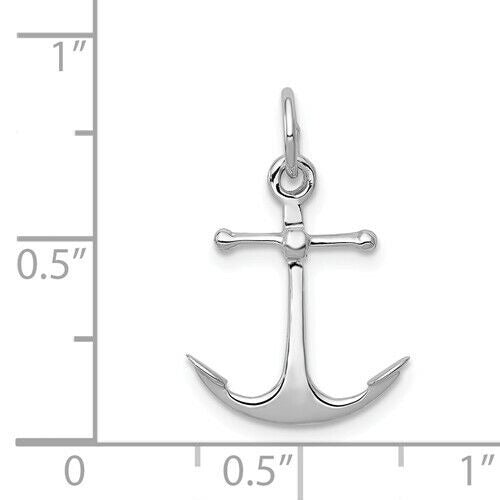 14K White Gold Solid Polished 3-D Anchor Charm