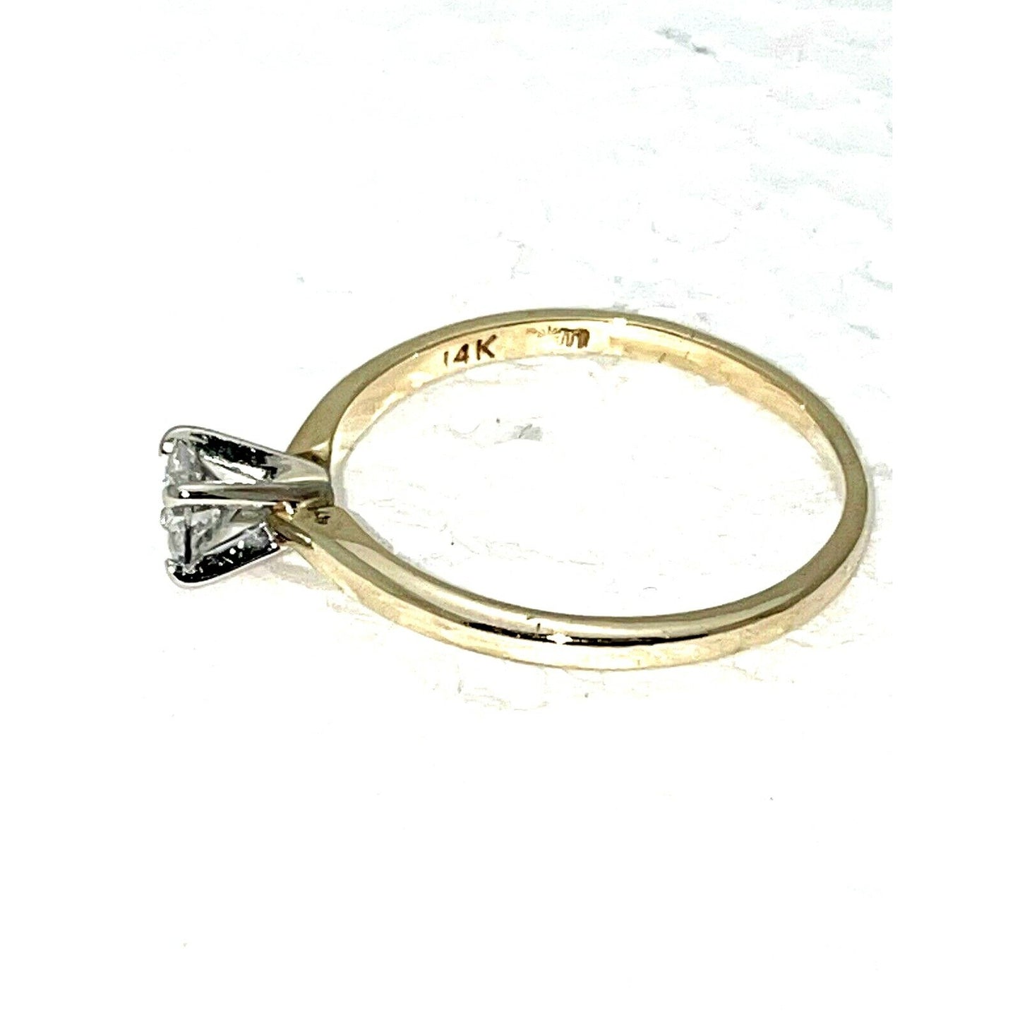 Elegant 1/4ct Diamond Solitaire Engagement Ring 14K Yellow Gold SI2 Clarity Size 6