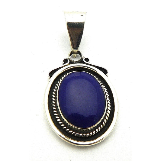 Lapis Solitaire Pendant .925 Sterling Silver 19.9g