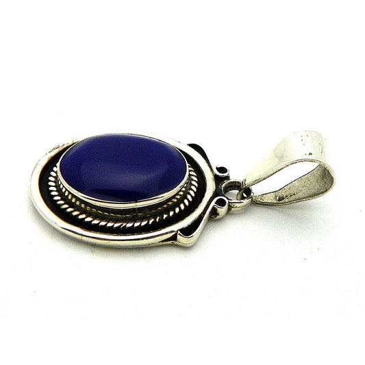 Lapis Solitaire Pendant .925 Sterling Silver 19.9g