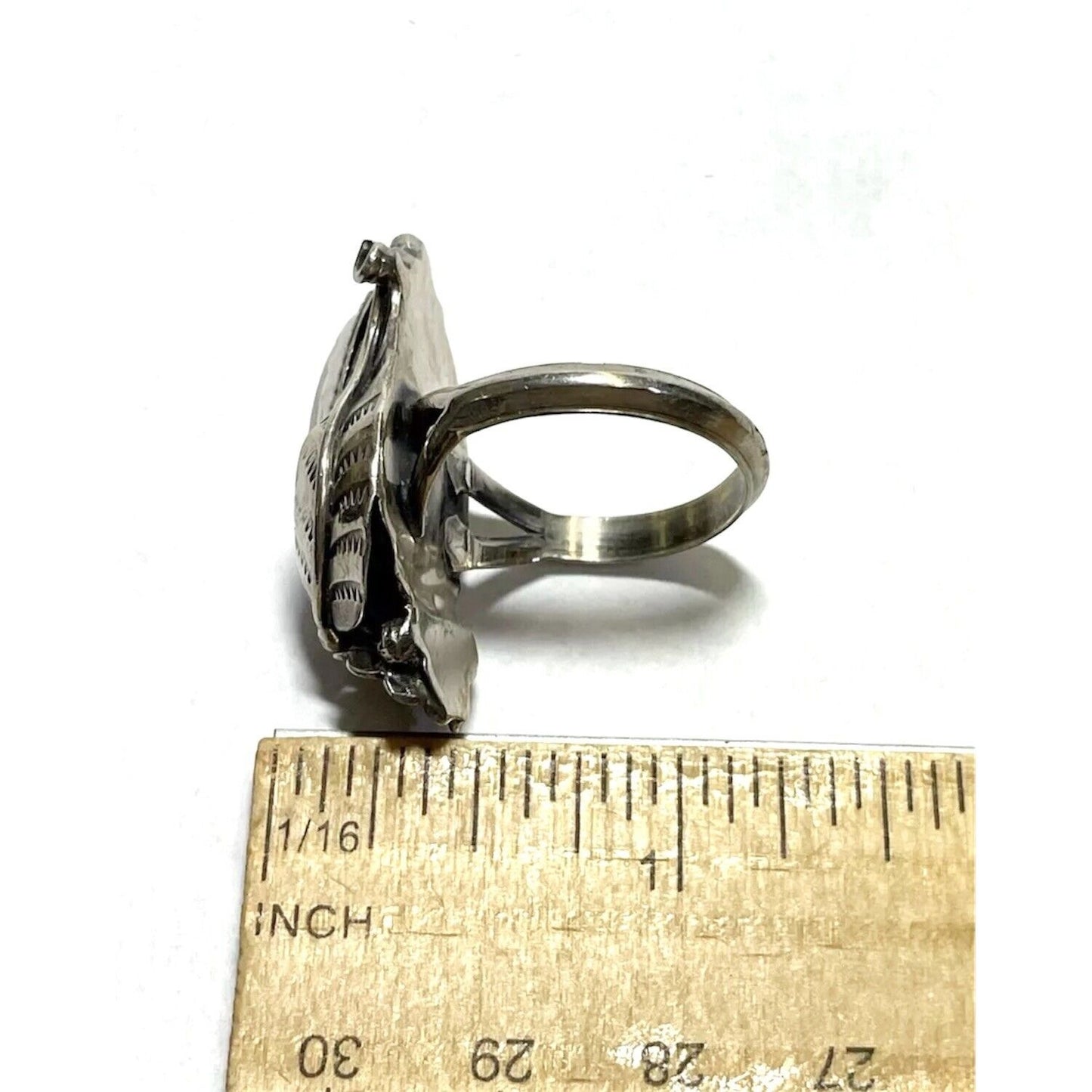 Vintage Southwestern 925 Sterling Silver Mother of Pearl Ring Size 10.5 Oval