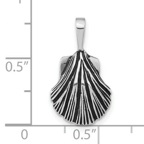 Sterling Silver Antiqued Scallop Shell Pendant