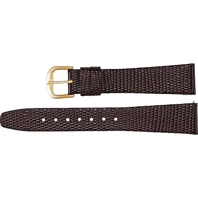 Regular 18mm Brown Leather Flat Lizard Grain Watch Band