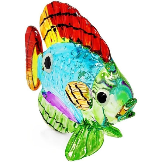 Hand Blown Multicolor Glass Butterflyfish Figurine - 2½" Long 2⅛" High 1" Wide - Vibrant Decor Accent