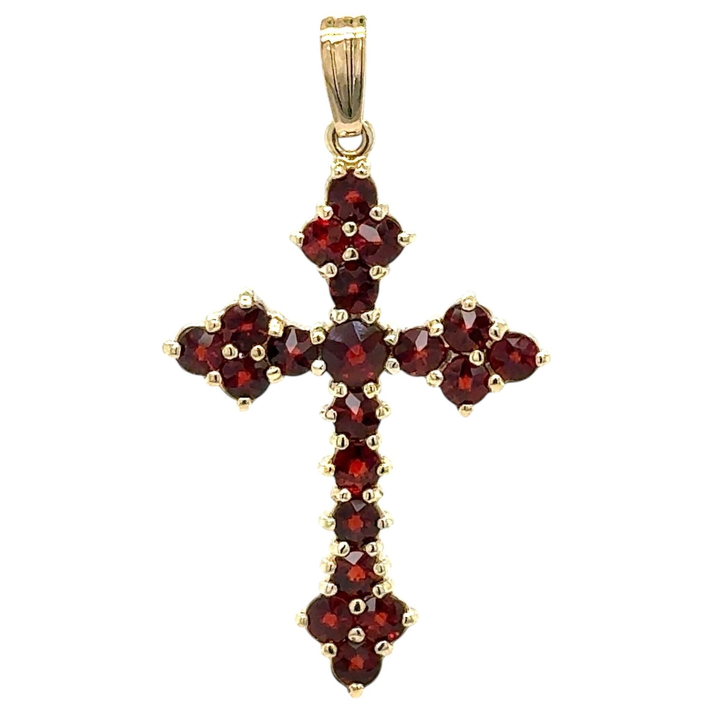 Garnet Cross 10k Yellow Gold Pendant 2.4g