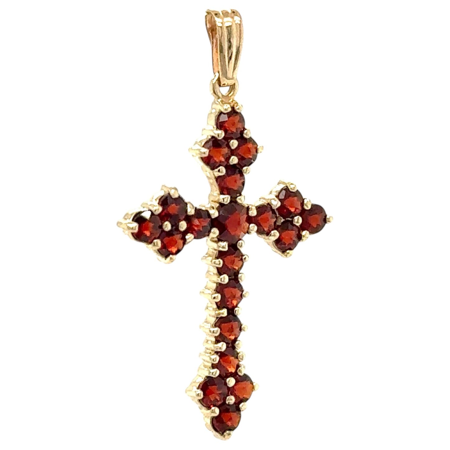 Garnet Cross 10k Yellow Gold Pendant 2.4g