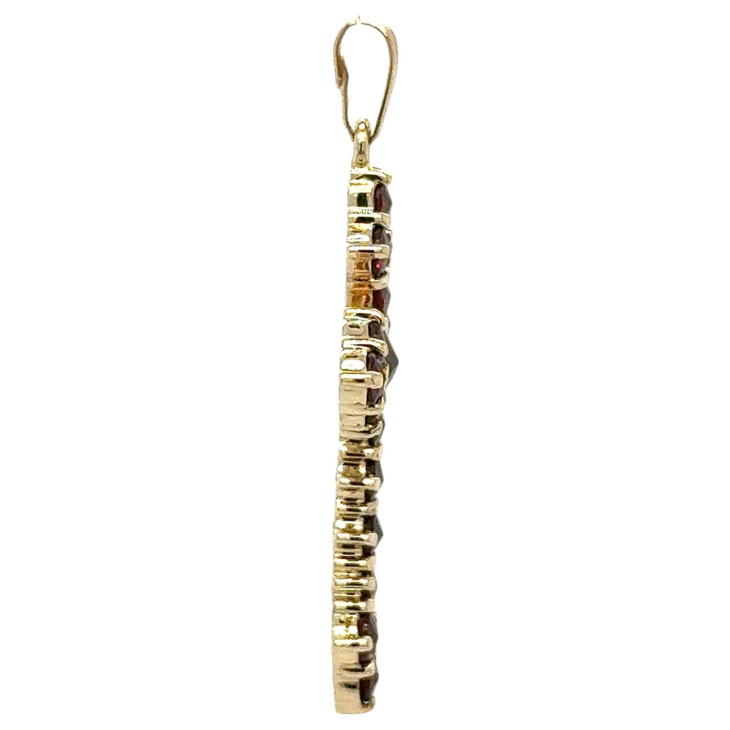 Garnet Cross 10k Yellow Gold Pendant 2.4g
