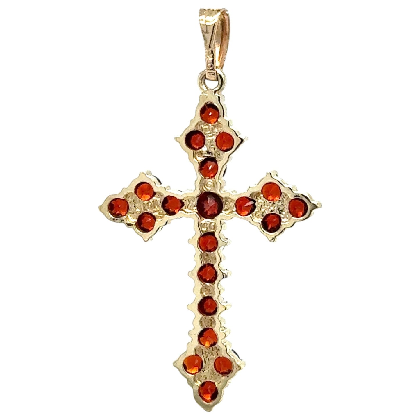 Garnet Cross 10k Yellow Gold Pendant 2.4g