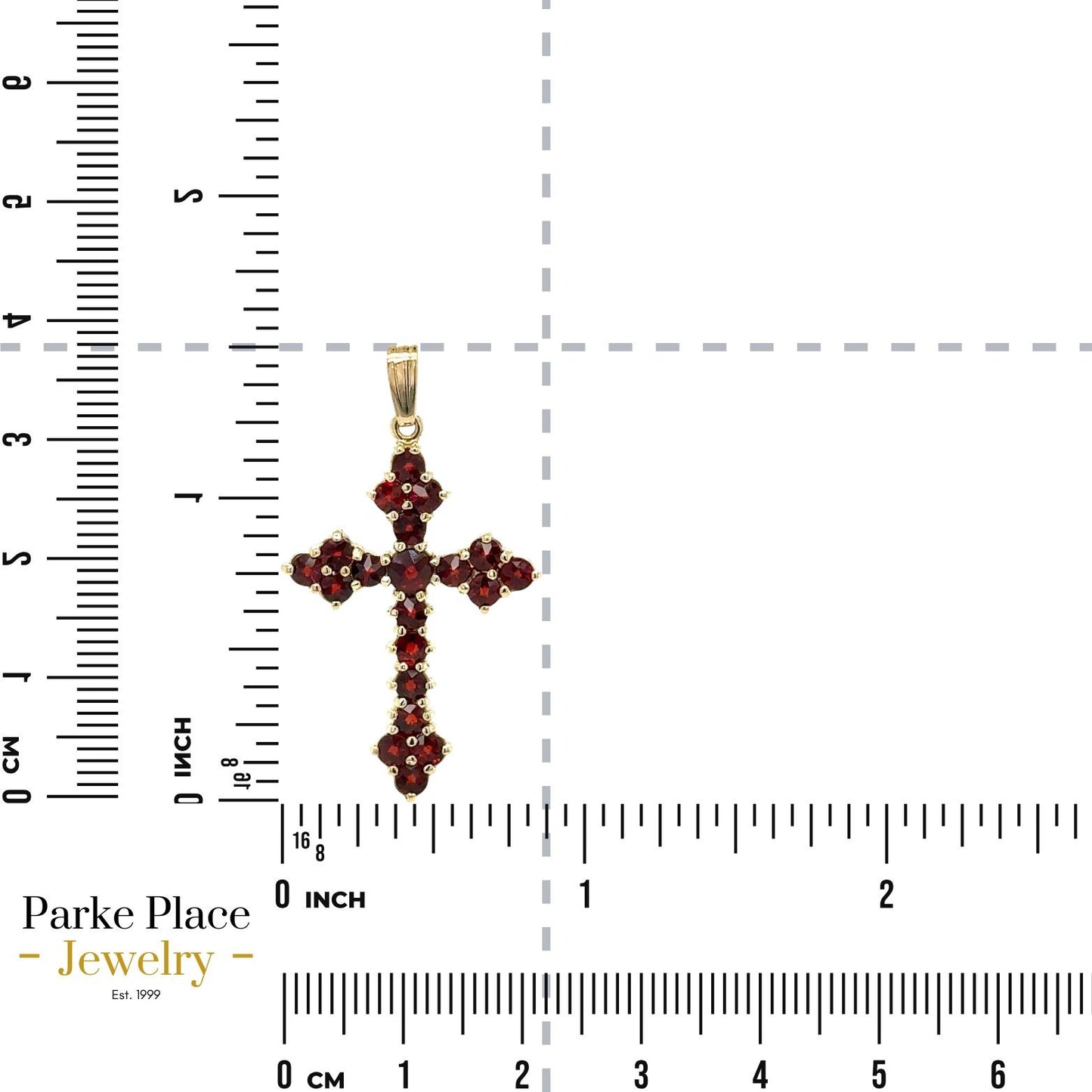 Garnet Cross 10k Yellow Gold Pendant 2.4g
