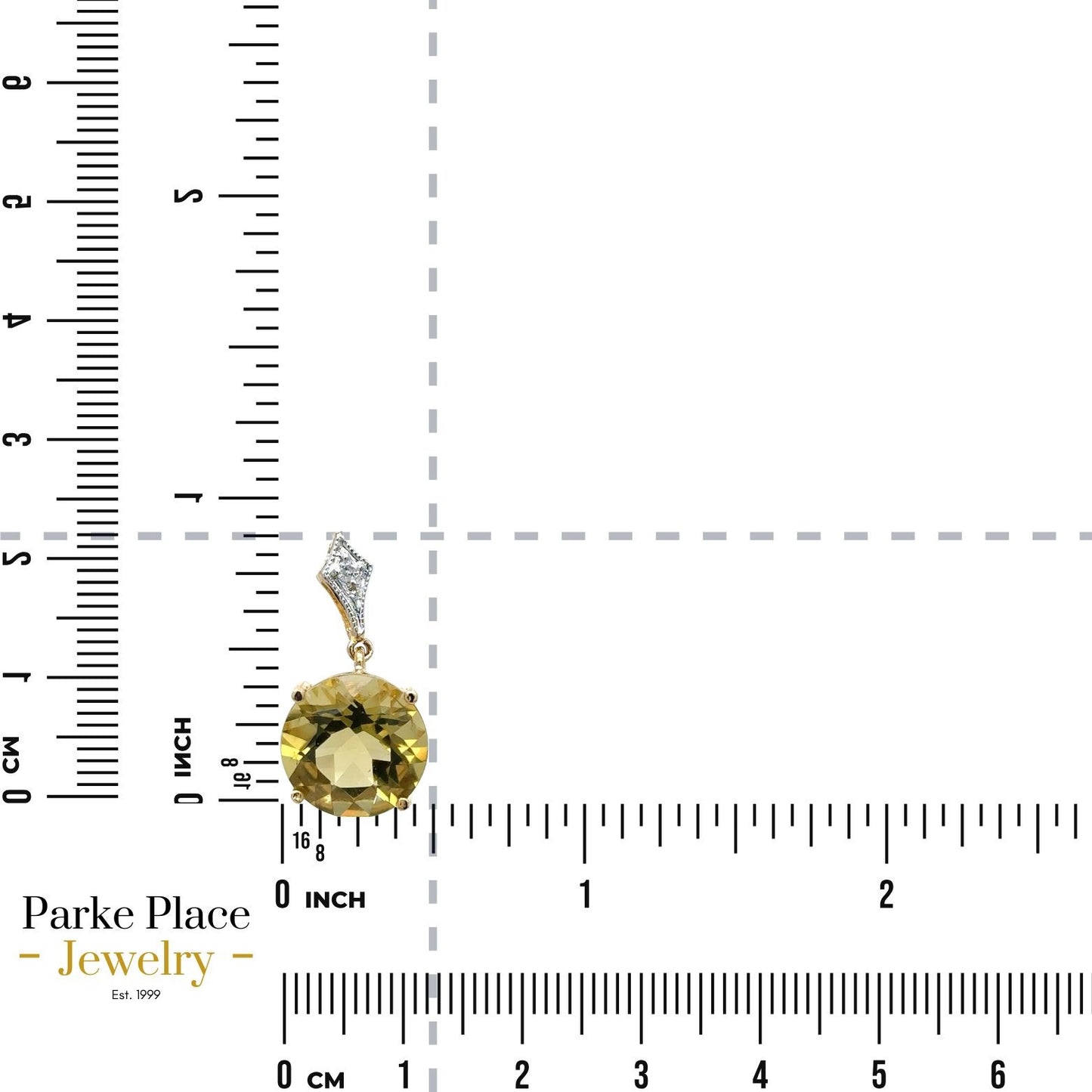 Peridot Solitaire & Diamond Pendant 14k Yellow Gold 2.6g