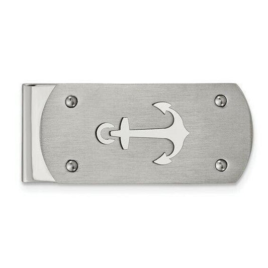 Chisel Stainless Steel Brushed and Polished Anchor Money Clip