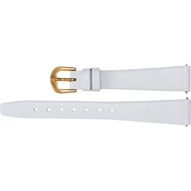 Ladies 14 mm Regular White Leather Flat Calf Watch Strap Band