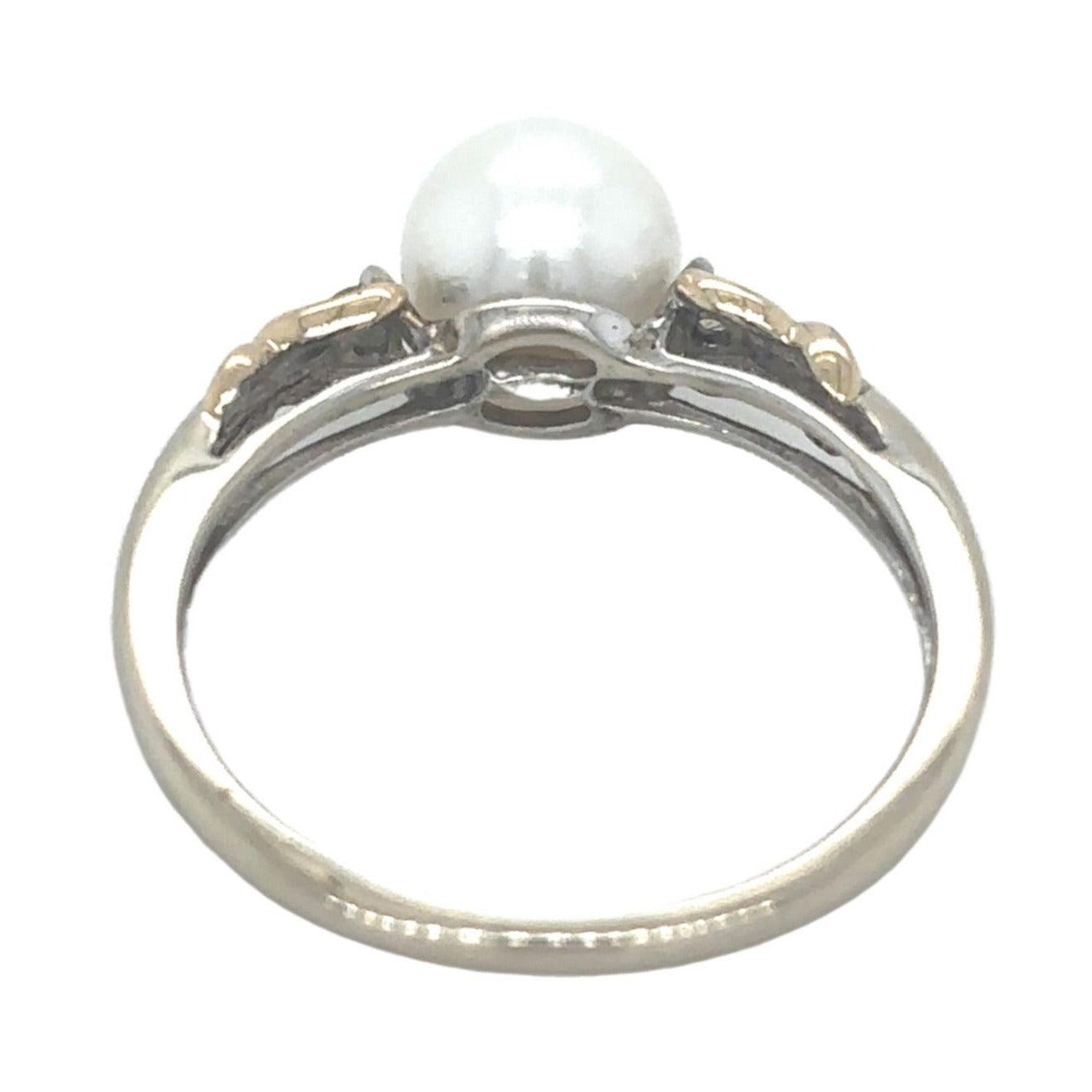 Pearl & Diamond 14k Two-Tone Gold Size 6.25 Ring 1.8g