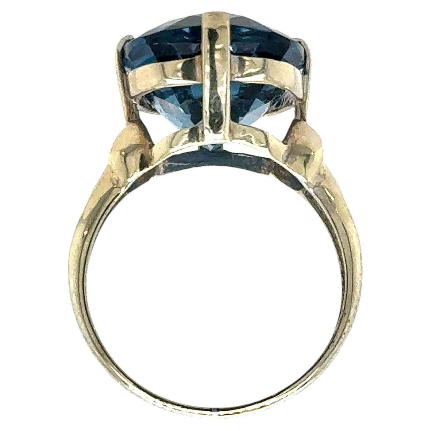 Blue Topaz Solitaire Ring  10k White Gold 4.7g Size 6.25