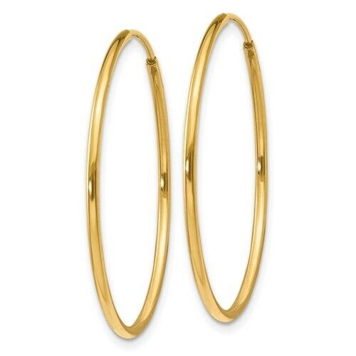 14k Yellow Gold 1.25mm Endless Hoop Earrings 30mm