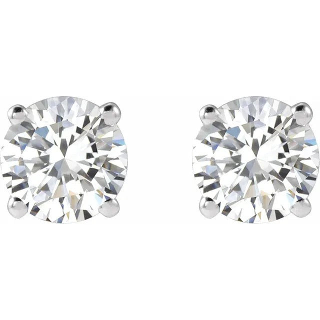 1ctw Lab Grown HPHT Diamond Earrings 4 Prong in 14k White Gold Push on Back