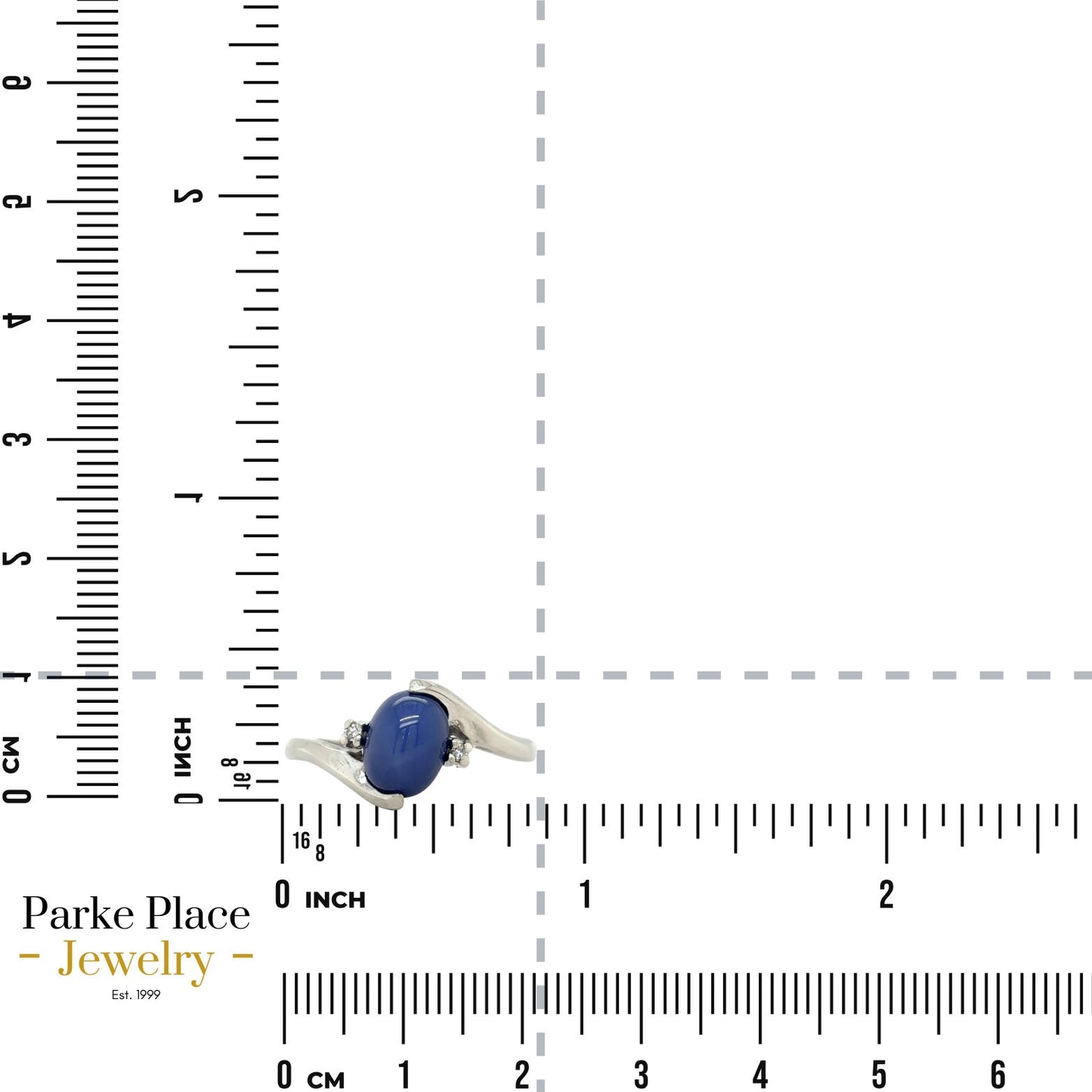 Star Sapphire & Diamond 14k White Gold Ring 2.4g Size 8.5