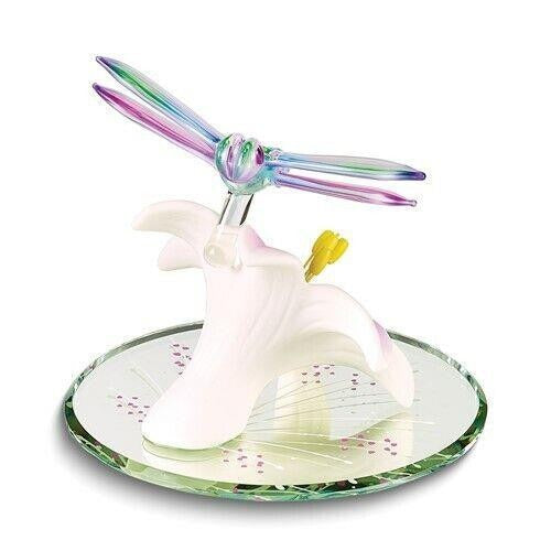 Handcrafted Glass Baron Dragonfly & Lavender Lily Figurine