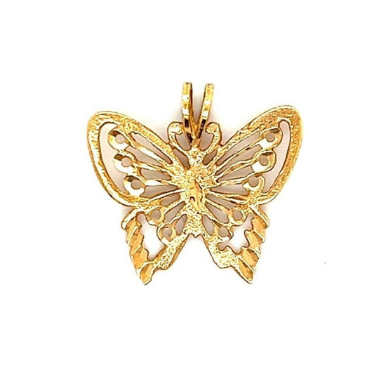 Filigree BUTTERFLY Pendant REAL Solid 14 K Yellow Gold 1.1 g