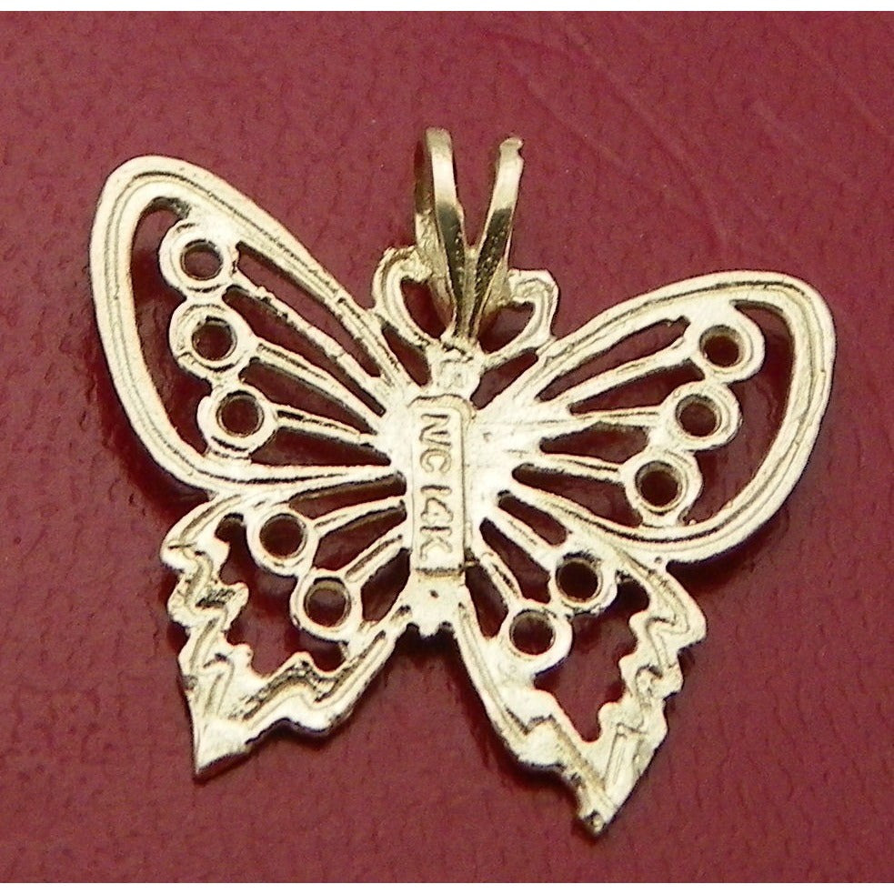 Filigree BUTTERFLY Pendant REAL Solid 14 K Yellow Gold 1.1 g