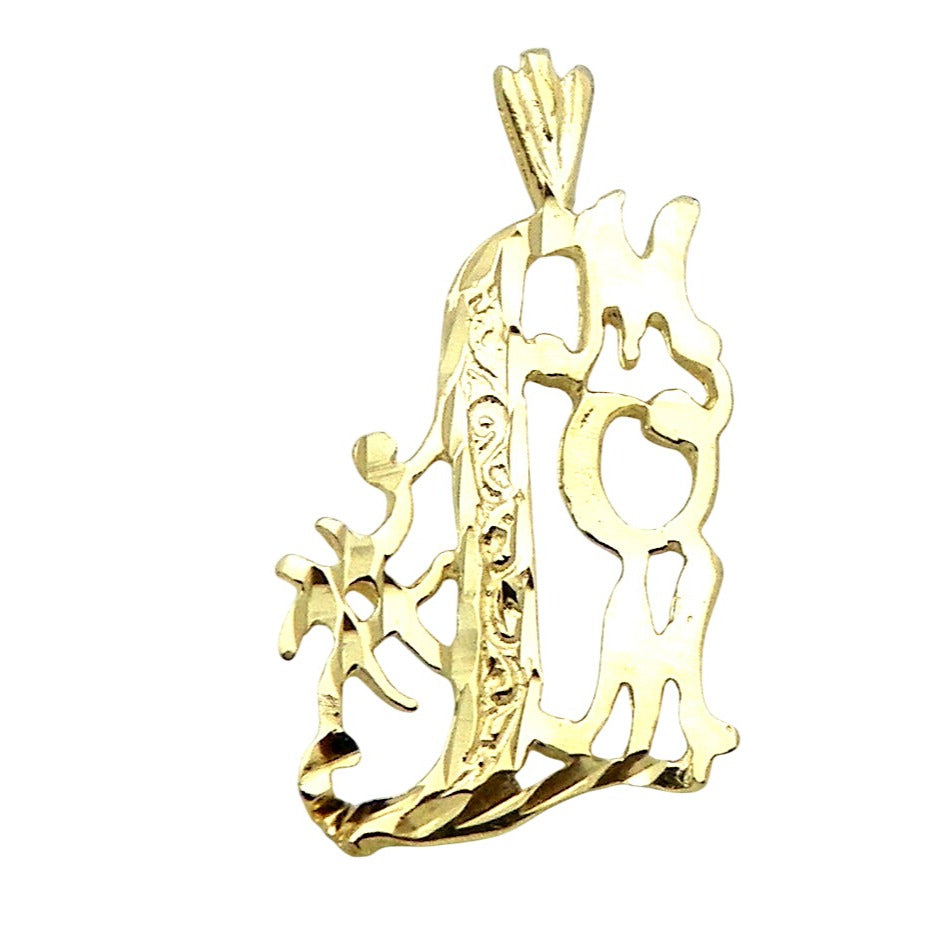 #1 Mom Pendant 14K Yellow Gold 1.0g