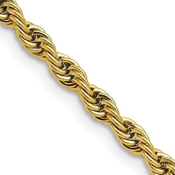 Chisel Stainless Steel Yellow IP-plated 4mm Rope 30 inch Chain Necklace